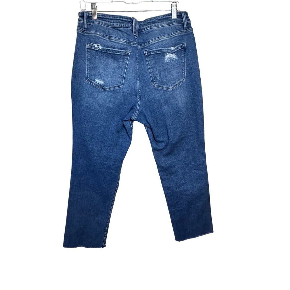 Flying Monkey Prudent Size 32 Distressed High Rise Crop Raw Hem Jeans Dark Wash - Picture 2 of 6